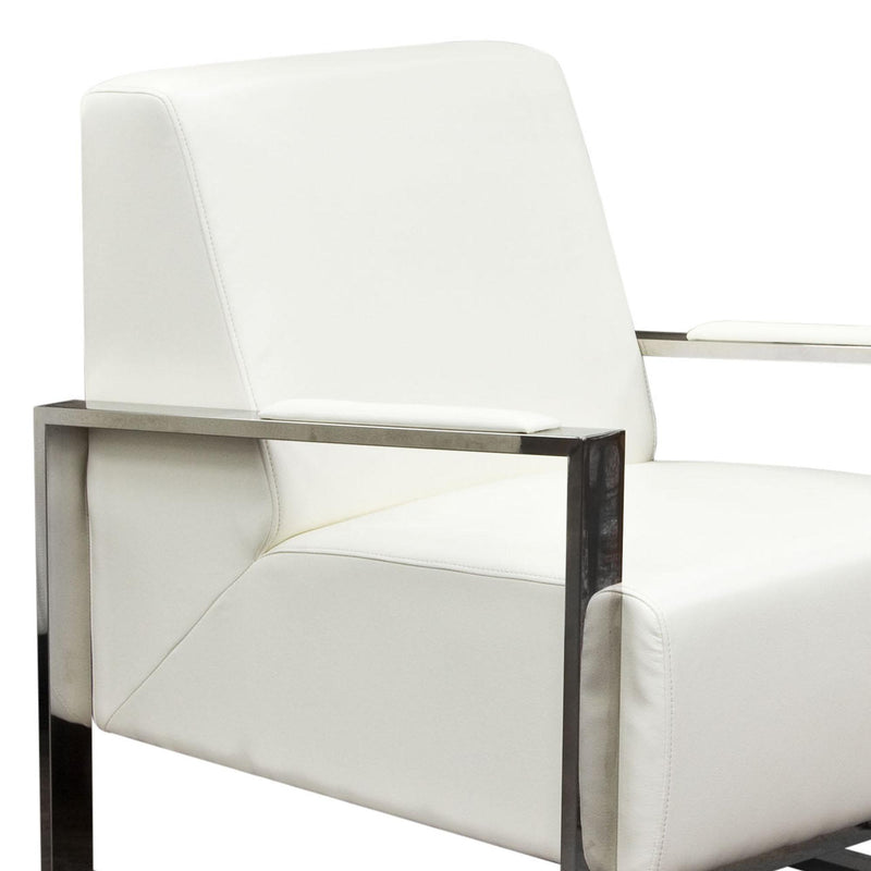 Century Accent Chair w/ Stainless Steel Frame by Diamond Sofa - White - R&R Furniture Gallery (Fountain Valley, CA)
