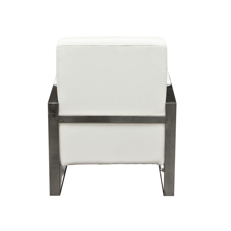 Century Accent Chair w/ Stainless Steel Frame by Diamond Sofa - White - R&R Furniture Gallery (Fountain Valley, CA)