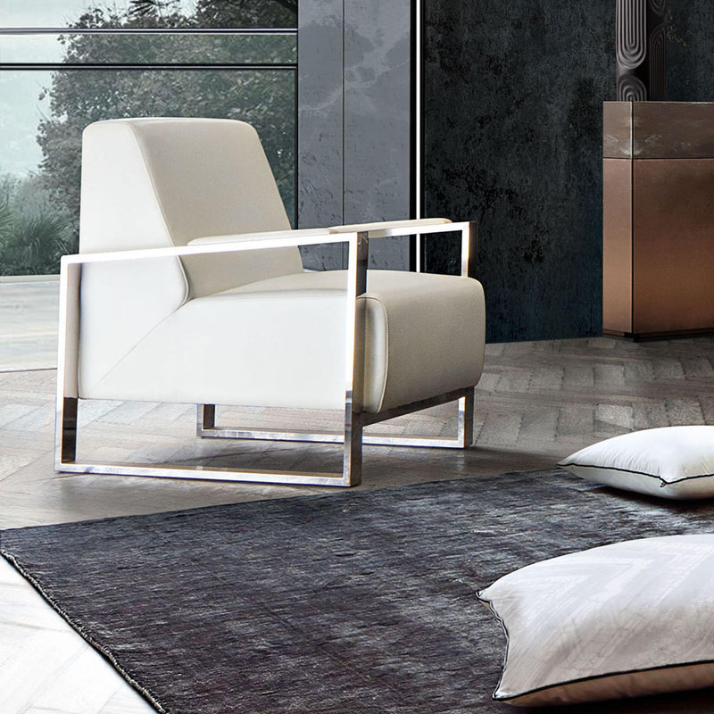 Century Accent Chair w/ Stainless Steel Frame by Diamond Sofa - White - R&R Furniture Gallery (Fountain Valley, CA)