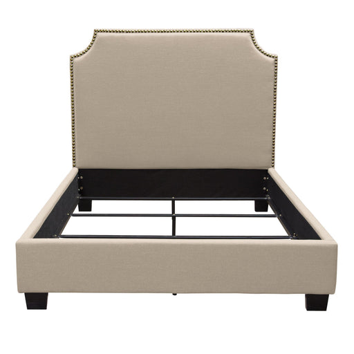 Kingston Eastern King Bed with Nail Head Accent by Diamond Sofa - Desert Sand Linen - R&R Furniture Gallery (Fountain Valley, CA)
