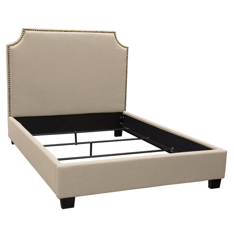 Kingston Eastern King Bed with Nail Head Accent by Diamond Sofa - Desert Sand Linen - R&R Furniture Gallery (Fountain Valley, CA)