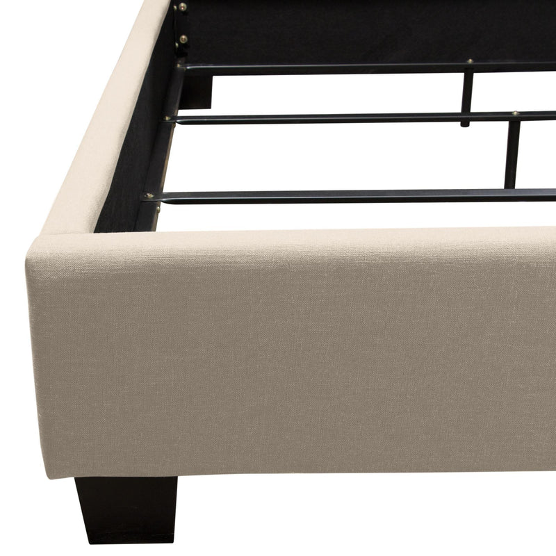 Kingston Eastern King Bed with Nail Head Accent by Diamond Sofa - Desert Sand Linen - R&R Furniture Gallery (Fountain Valley, CA)