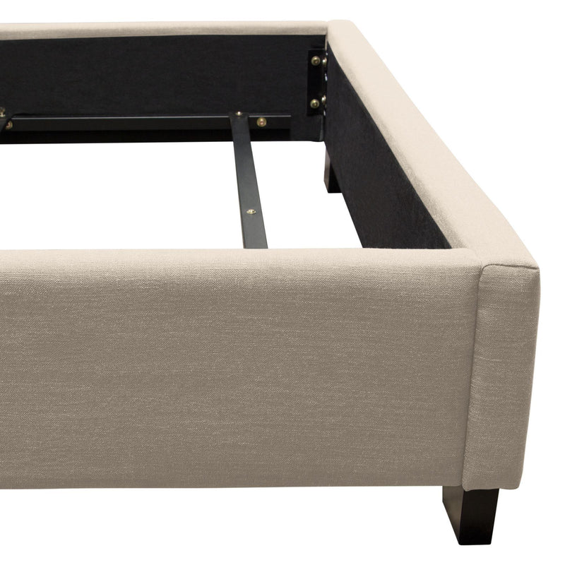 Kingston Eastern King Bed with Nail Head Accent by Diamond Sofa - Desert Sand Linen - R&R Furniture Gallery (Fountain Valley, CA)