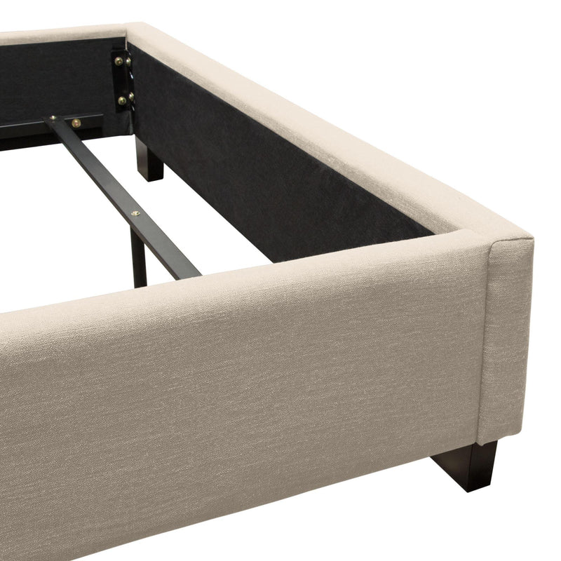 Kingston Eastern King Bed with Nail Head Accent by Diamond Sofa - Desert Sand Linen - R&R Furniture Gallery (Fountain Valley, CA)