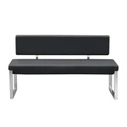 Knox Bench w/ Back & Stainless Steel Frame by Diamond Sofa - Black - R&R Furniture Gallery (Fountain Valley, CA)