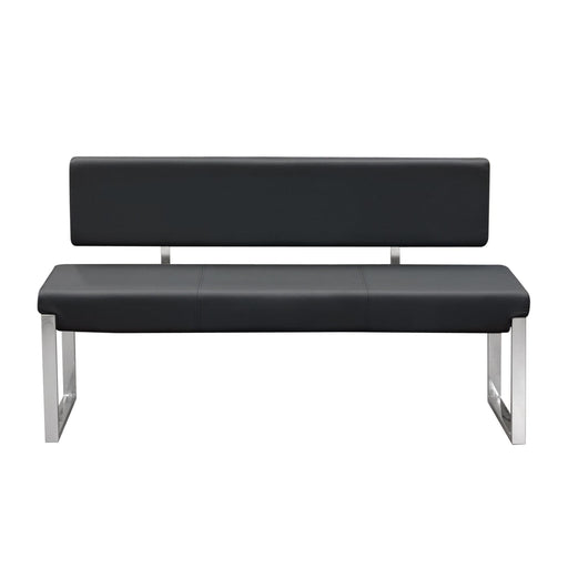 Knox Bench w/ Back & Stainless Steel Frame by Diamond Sofa - Black - R&R Furniture Gallery (Fountain Valley, CA)