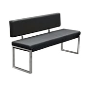 Knox Bench w/ Back & Stainless Steel Frame by Diamond Sofa - Black - R&R Furniture Gallery (Fountain Valley, CA)
