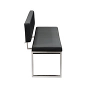 Knox Bench w/ Back & Stainless Steel Frame by Diamond Sofa - Black - R&R Furniture Gallery (Fountain Valley, CA)