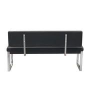 Knox Bench w/ Back & Stainless Steel Frame by Diamond Sofa - Black - R&R Furniture Gallery (Fountain Valley, CA)