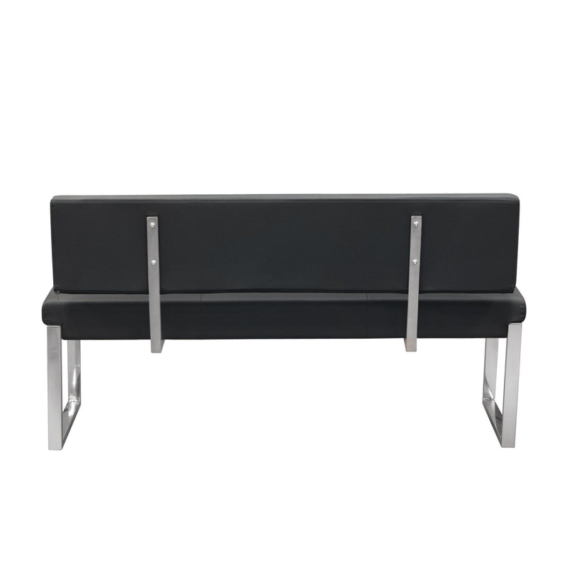 Knox Bench w/ Back & Stainless Steel Frame by Diamond Sofa - Black - R&R Furniture Gallery (Fountain Valley, CA)