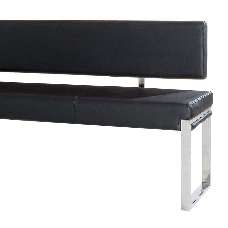 Knox Bench w/ Back & Stainless Steel Frame by Diamond Sofa - Black - R&R Furniture Gallery (Fountain Valley, CA)