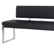Knox Bench w/ Back & Stainless Steel Frame by Diamond Sofa - Black - R&R Furniture Gallery (Fountain Valley, CA)