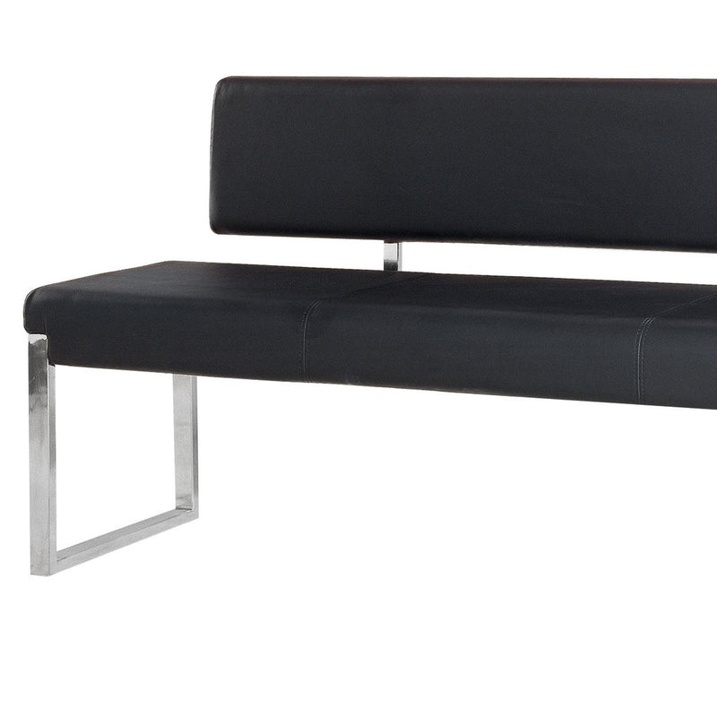 Knox Bench w/ Back & Stainless Steel Frame by Diamond Sofa - Black - R&R Furniture Gallery (Fountain Valley, CA)