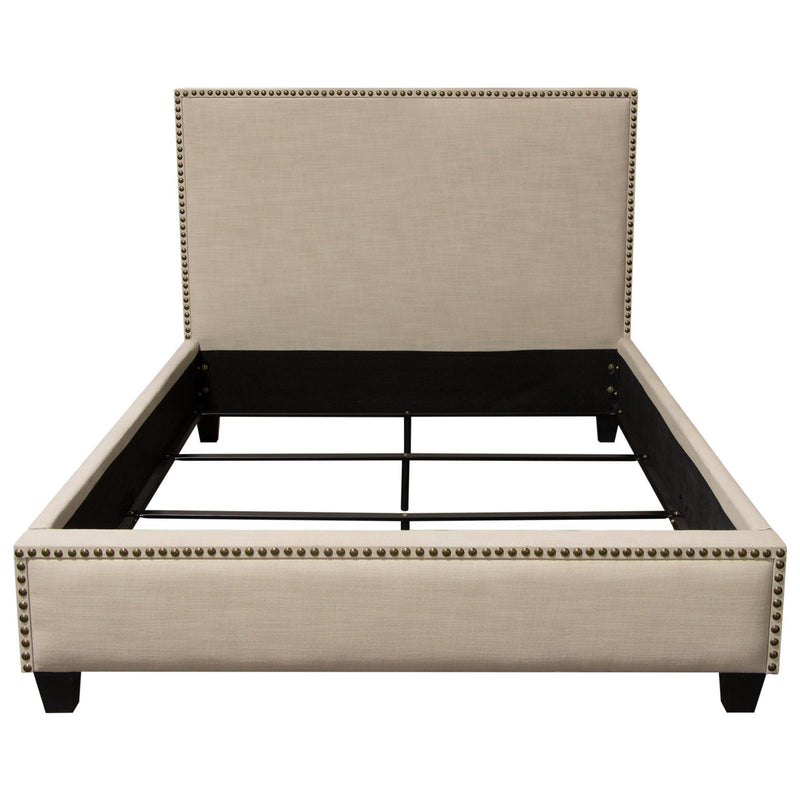 La Jolla Queen Bed with Nail Head Accent by Diamond Sofa - Desert Sand Linen - R&R Furniture Gallery (Fountain Valley, CA)