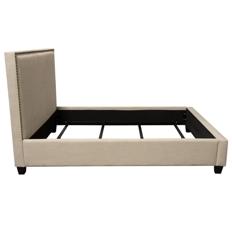 La Jolla Queen Bed with Nail Head Accent by Diamond Sofa - Desert Sand Linen - R&R Furniture Gallery (Fountain Valley, CA)