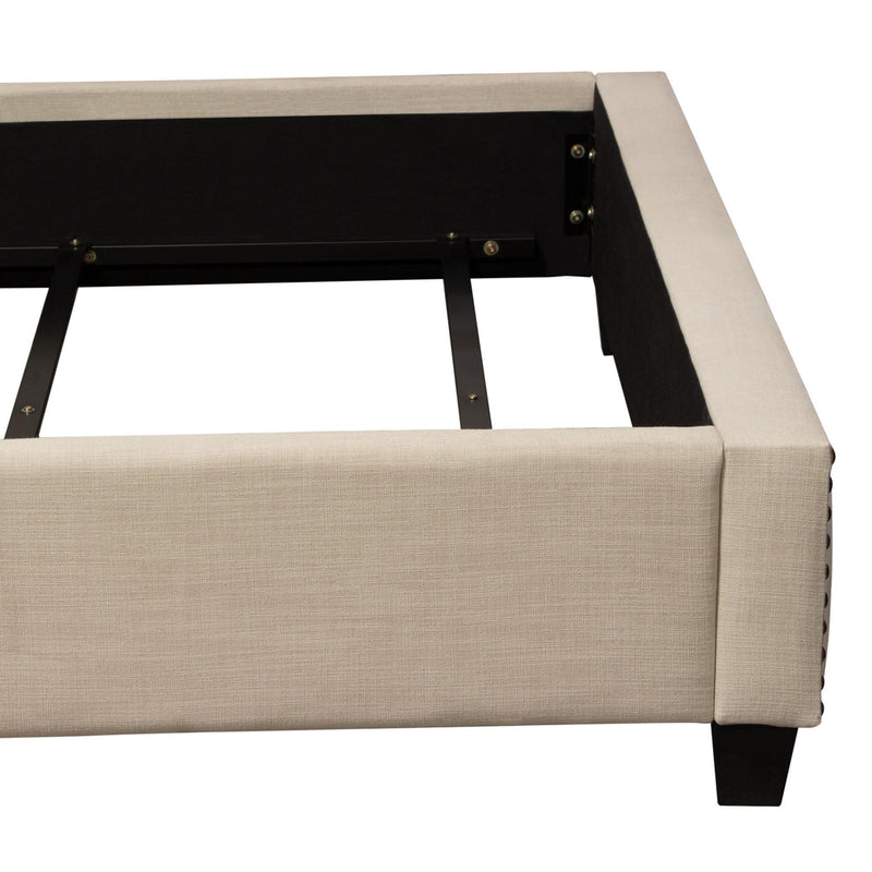 La Jolla Queen Bed with Nail Head Accent by Diamond Sofa - Desert Sand Linen - R&R Furniture Gallery (Fountain Valley, CA)