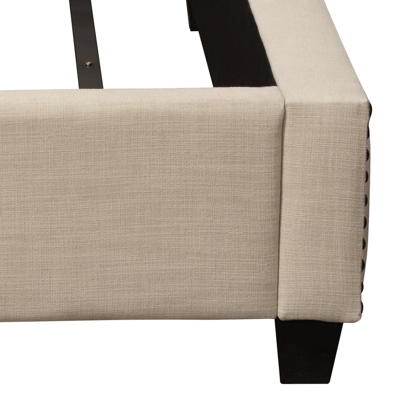 La Jolla Queen Bed with Nail Head Accent by Diamond Sofa - Desert Sand Linen - R&R Furniture Gallery (Fountain Valley, CA)