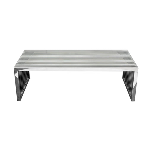SOHO Rectangular Stainless Steel Cocktail Table w/ Clear, Tempered Glass Top by Diamond Sofa - R&R Furniture Gallery (Fountain Valley, CA)
