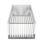 SOHO Rectangular Stainless Steel Cocktail Table w/ Clear, Tempered Glass Top by Diamond Sofa - R&R Furniture Gallery (Fountain Valley, CA)