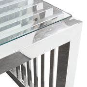 SOHO Rectangular Stainless Steel Cocktail Table w/ Clear, Tempered Glass Top by Diamond Sofa - R&R Furniture Gallery (Fountain Valley, CA)