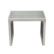 SOHO Rectangular Stainless Steel End Table w/ Clear, Tempered Glass Top by Diamond Sofa - R&R Furniture Gallery (Fountain Valley, CA)