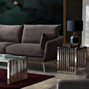 SOHO Rectangular Stainless Steel End Table w/ Clear, Tempered Glass Top by Diamond Sofa - R&R Furniture Gallery (Fountain Valley, CA)