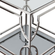 Avalon End Table with Clear Glass Top, Mirrored Shelf & Stainless Steel Frame by Diamond Sofa - R&R Furniture Gallery (Fountain Valley, CA)