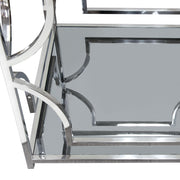 Avalon End Table with Clear Glass Top, Mirrored Shelf & Stainless Steel Frame by Diamond Sofa - R&R Furniture Gallery (Fountain Valley, CA)