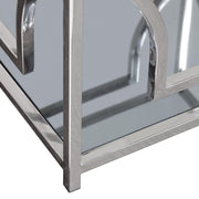 Avalon End Table with Clear Glass Top, Mirrored Shelf & Stainless Steel Frame by Diamond Sofa - R&R Furniture Gallery (Fountain Valley, CA)