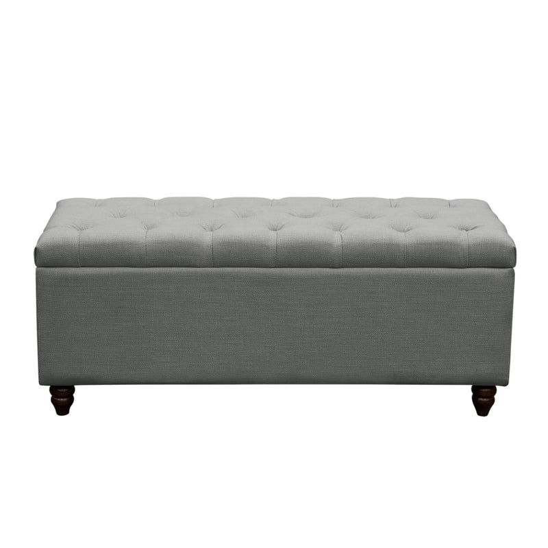 Park Ave Tufted Lift-Top Storage Trunk by Diamond Sofa - Grey Linen - R&R Furniture Gallery (Fountain Valley, CA)