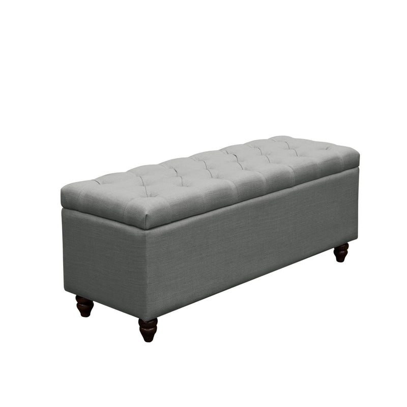 Park Ave Tufted Lift-Top Storage Trunk by Diamond Sofa - Grey Linen - R&R Furniture Gallery (Fountain Valley, CA)