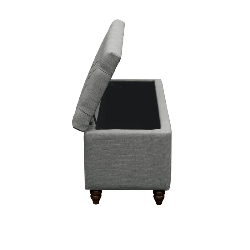 Park Ave Tufted Lift-Top Storage Trunk by Diamond Sofa - Grey Linen - R&R Furniture Gallery (Fountain Valley, CA)