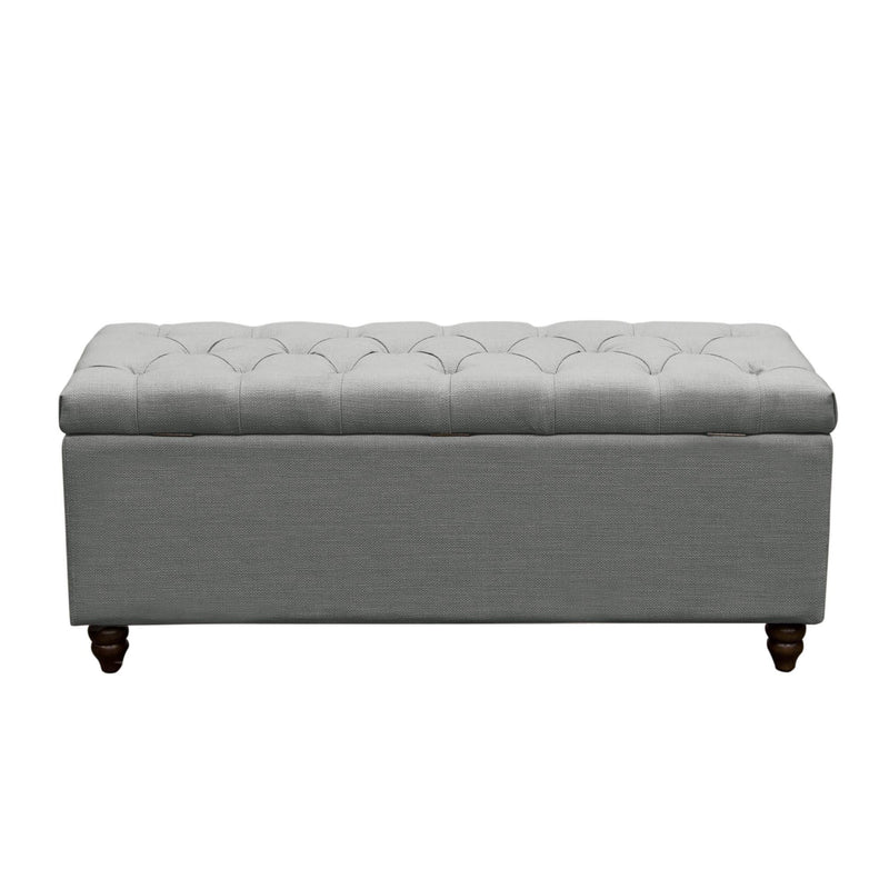 Park Ave Tufted Lift-Top Storage Trunk by Diamond Sofa - Grey Linen - R&R Furniture Gallery (Fountain Valley, CA)