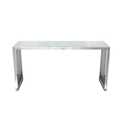 SOHO Rectangular Stainless Steel Console Table w/ Clear, Tempered Glass Top by Diamond Sofa - R&R Furniture Gallery (Fountain Valley, CA)