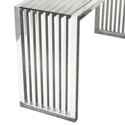 SOHO Rectangular Stainless Steel Console Table w/ Clear, Tempered Glass Top by Diamond Sofa - R&R Furniture Gallery (Fountain Valley, CA)