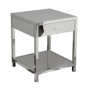 Corleo 1-Drawer Accent Table in Polished Stainless Steel by Diamond Sofa - R&R Furniture Gallery (Fountain Valley, CA)