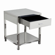 Corleo 1-Drawer Accent Table in Polished Stainless Steel by Diamond Sofa - R&R Furniture Gallery (Fountain Valley, CA)