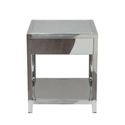 Corleo 1-Drawer Accent Table in Polished Stainless Steel by Diamond Sofa - R&R Furniture Gallery (Fountain Valley, CA)