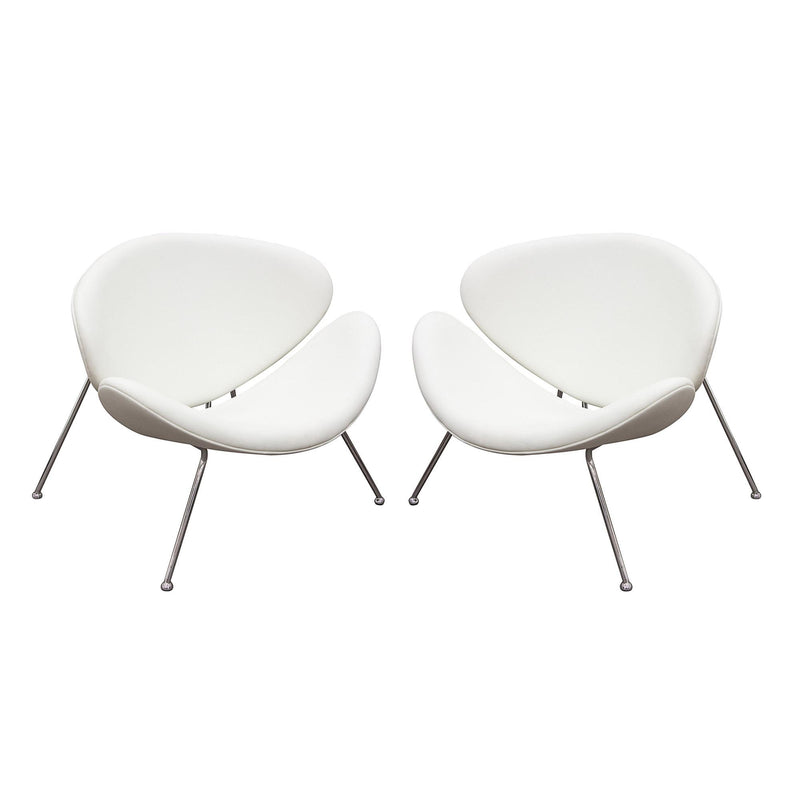 Set of (2) Roxy White Accent Chair with Chrome Frame by Diamond Sofa - R&R Furniture Gallery (Fountain Valley, CA)
