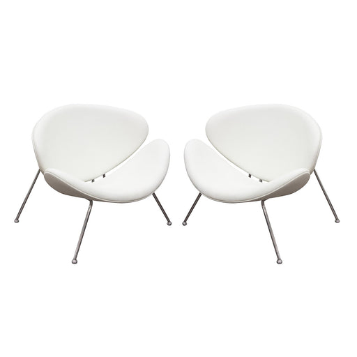 Set of (2) Roxy White Accent Chair with Chrome Frame by Diamond Sofa - R&R Furniture Gallery (Fountain Valley, CA)