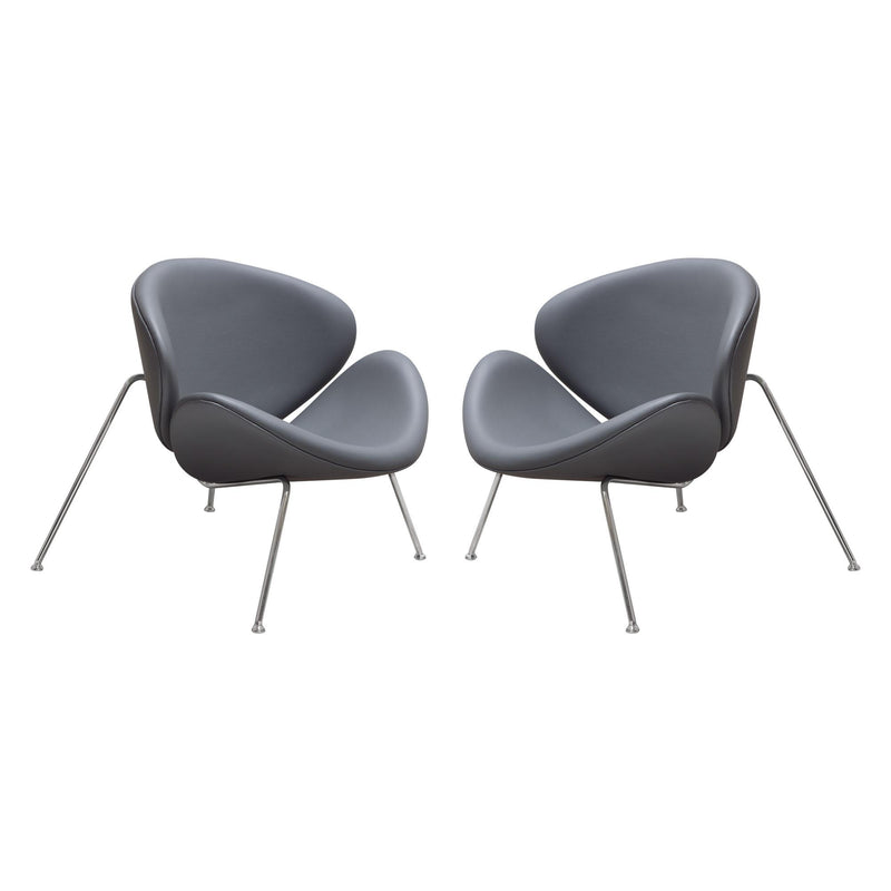 Set of (2) Roxy Accent Chair with Chrome Frame by Diamond Sofa - GREY - R&R Furniture Gallery (Fountain Valley, CA)