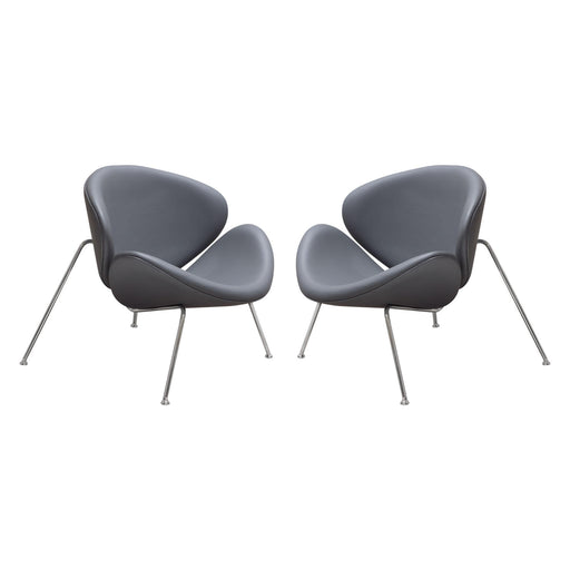 Set of (2) Roxy Accent Chair with Chrome Frame by Diamond Sofa - GREY - R&R Furniture Gallery (Fountain Valley, CA)