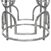 Avalon 54" Round Glass Top Dining Table with Round Stainless Steel Base by Diamond Sofa - R&R Furniture Gallery (Fountain Valley, CA)