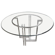 DEKO Polished Stainless Steel Round Dining Table w/ Clear, Tempered Glass Top by Diamond Sofa - R&R Furniture Gallery (Fountain Valley, CA)
