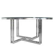 DEKO Polished Stainless Steel Round Cocktail Table w/ Clear, Tempered Glass Top by Diamond Sofa - R&R Furniture Gallery (Fountain Valley, CA)