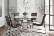 Avalon 54" Round Glass Top Dining Table with Round Stainless Steel Base by Diamond Sofa - R&R Furniture Gallery (Fountain Valley, CA)