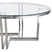 DEKO Polished Stainless Steel Round Cocktail Table w/ Clear, Tempered Glass Top by Diamond Sofa - R&R Furniture Gallery (Fountain Valley, CA)