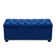 Majestic Tufted Velvet Lift-Top Storage Trunk w/ Nail Head Accent by Diamond Sofa - Royal Blue Velvet - R&R Furniture Gallery (Fountain Valley, CA)