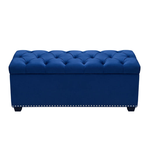 Majestic Tufted Velvet Lift-Top Storage Trunk w/ Nail Head Accent by Diamond Sofa - Royal Blue Velvet - R&R Furniture Gallery (Fountain Valley, CA)