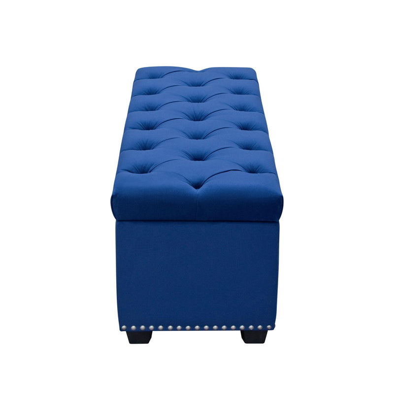 Majestic Tufted Velvet Lift-Top Storage Trunk w/ Nail Head Accent by Diamond Sofa - Royal Blue Velvet - R&R Furniture Gallery (Fountain Valley, CA)
